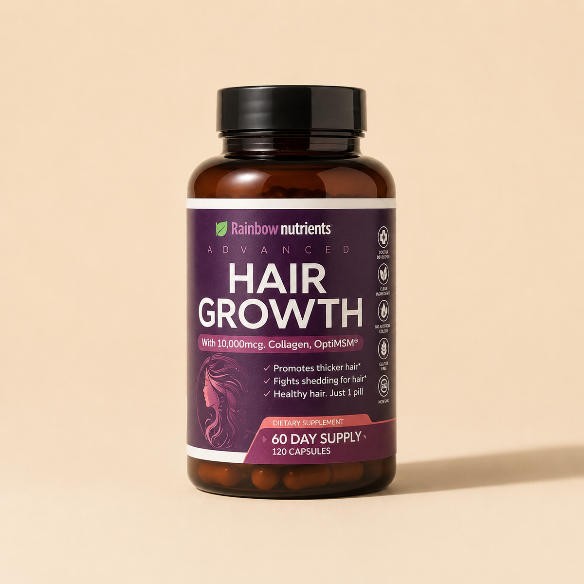 Advanced Hair Growth | Biotina, Colágeno y OptiMSM — Rainbow Nutrients