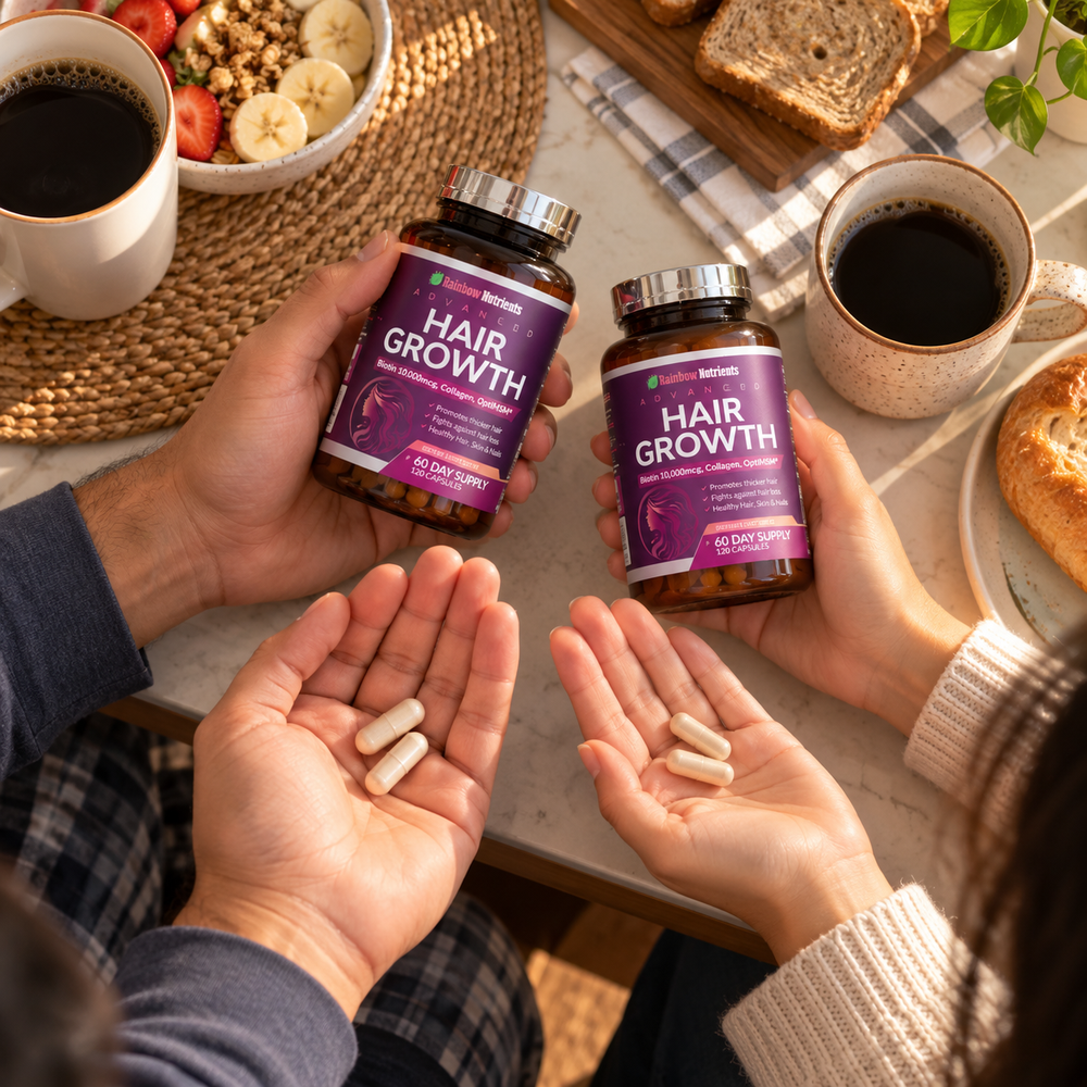 Advanced Hair Growth | Biotina 10,000 mcg + OptiMSM y Colágeno — Rainbow Nutrients