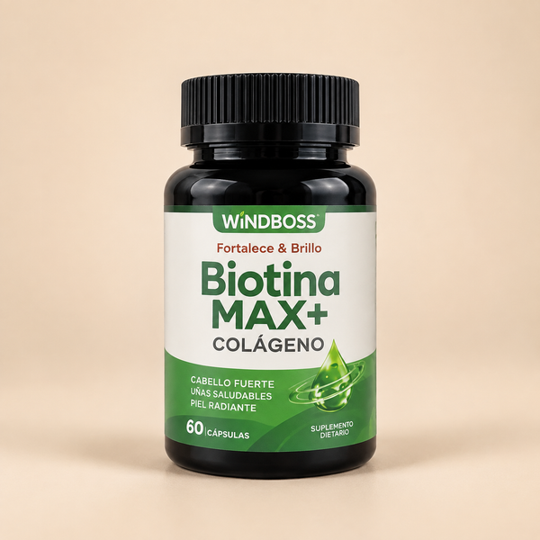 Biotina MAX+ con Colágeno Windboss | Biotina + Colágeno Marino y Queratina