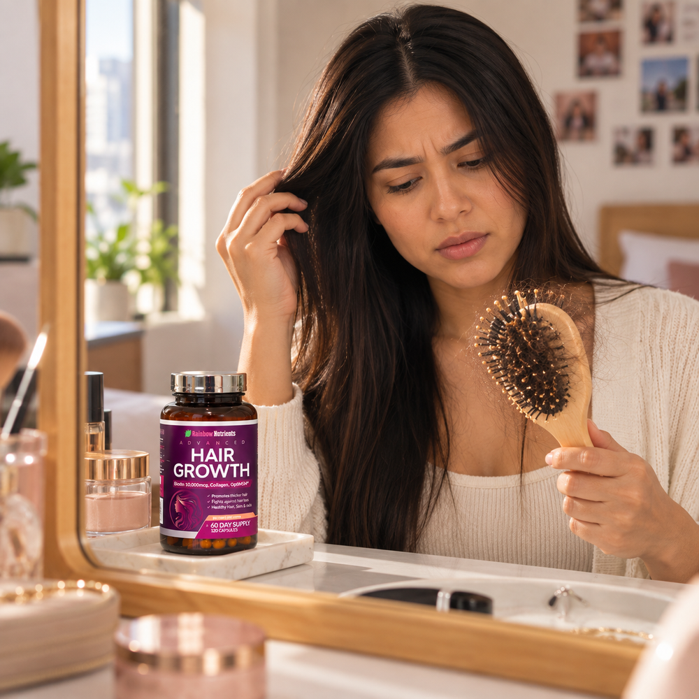 Advanced Hair Growth | Biotina 10,000 mcg + OptiMSM y Colágeno — Rainbow Nutrients