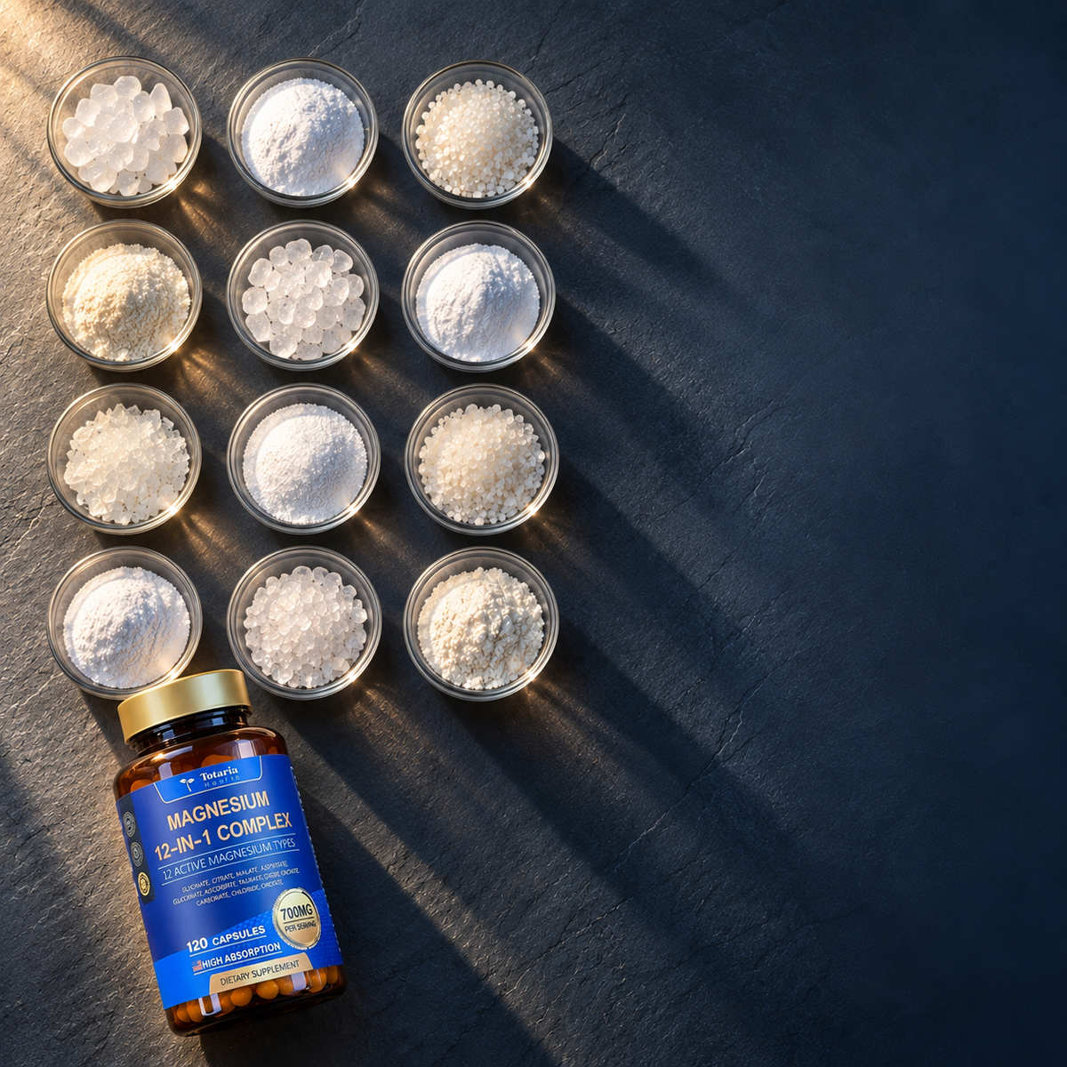 Magnesium Complex 12 en 1 | 700 mg con Glicinato, Citrato y L-Treonato — 120 Cápsulas