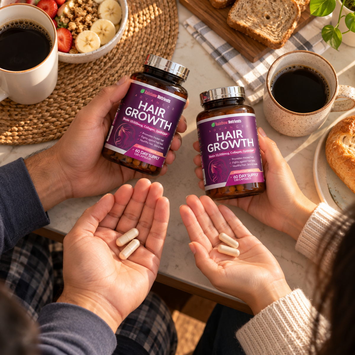 Advanced Hair Growth | Biotina 10,000 mcg + OptiMSM y Colágeno — Rainbow Nutrients