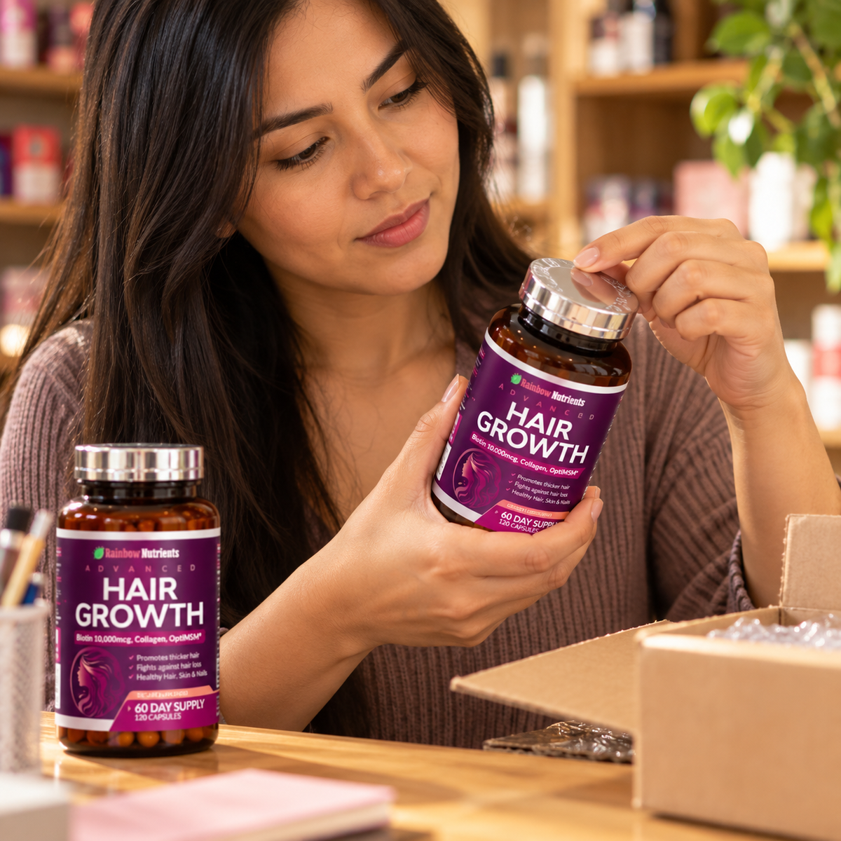 Advanced Hair Growth | Biotina 10,000 mcg + OptiMSM y Colágeno — Rainbow Nutrients