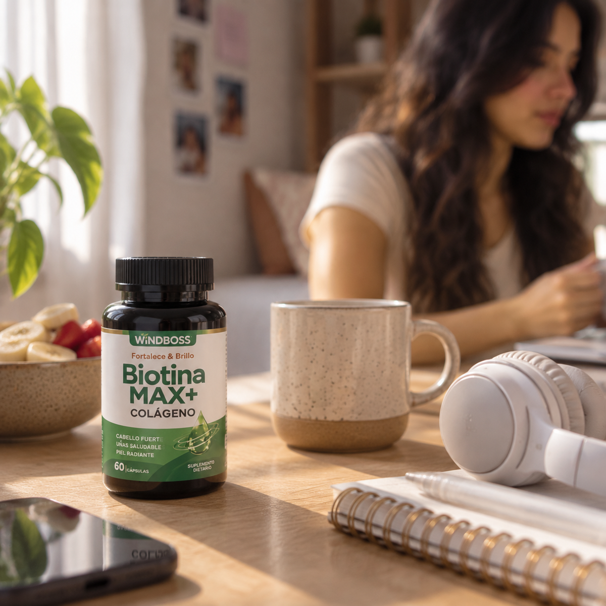 Biotina MAX+ con Colágeno Windboss | Biotina + Colágeno Marino y Queratina