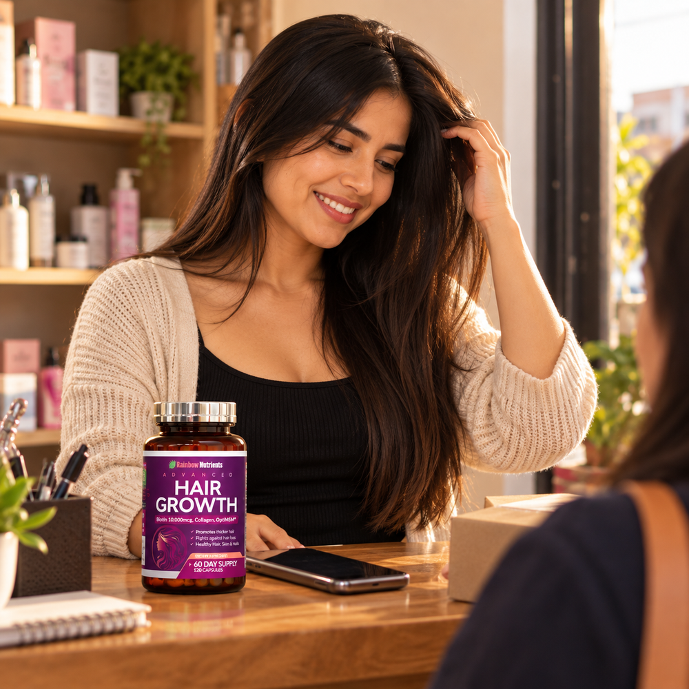 Advanced Hair Growth | Biotina 10,000 mcg + OptiMSM y Colágeno — Rainbow Nutrients