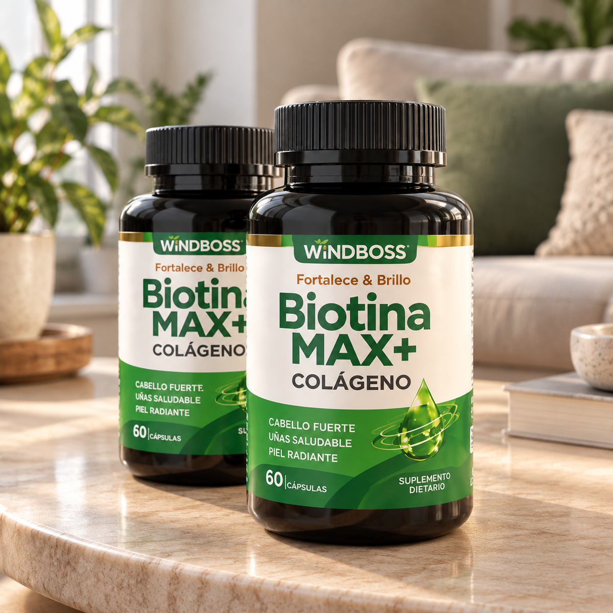 Biotina MAX+ con Colágeno Windboss | Biotina + Colágeno Marino y Queratina